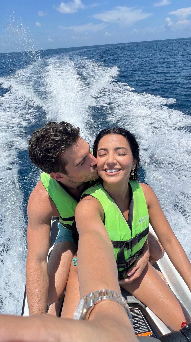 Ultra-Photorealistic Jet Ski Vacation Selfie Kiss AI image template preview