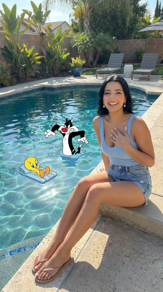 Looney Tunes Poolside Scene Prompt AI image template preview