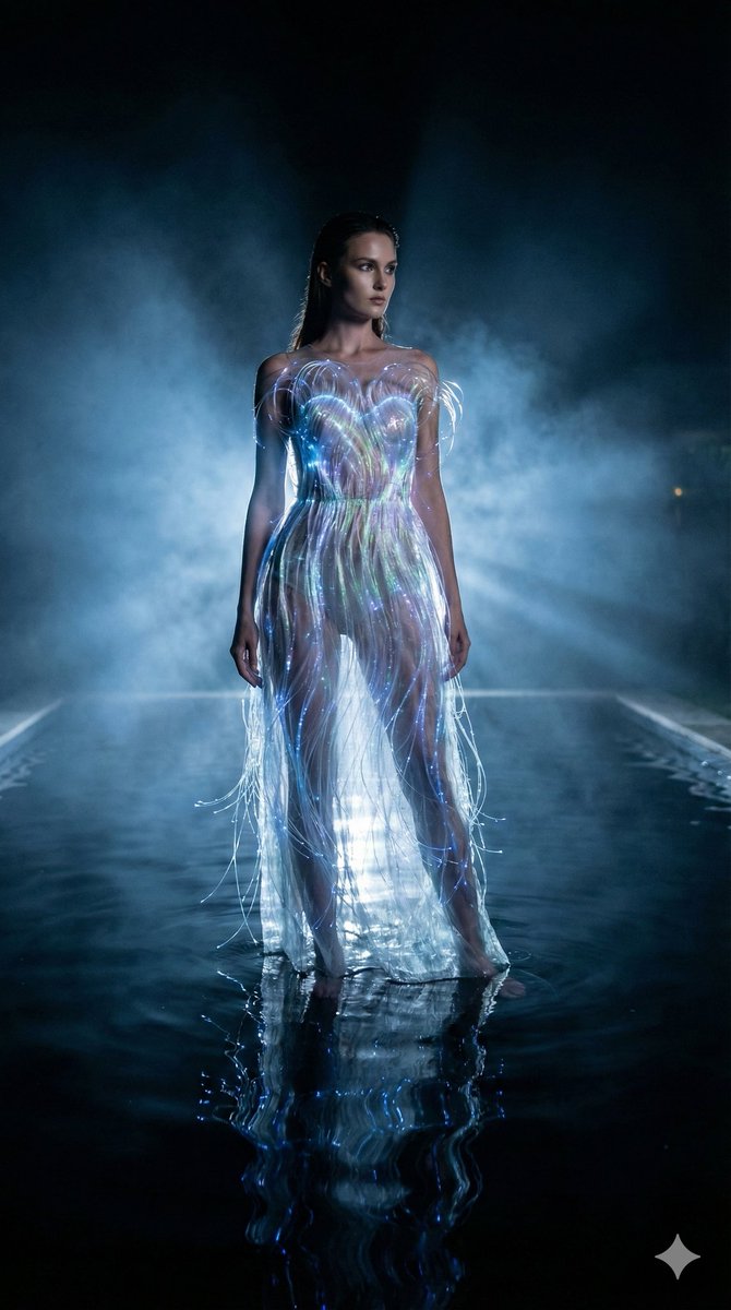 High-Fashion Sci-Fi Realism in Water AI image template preview