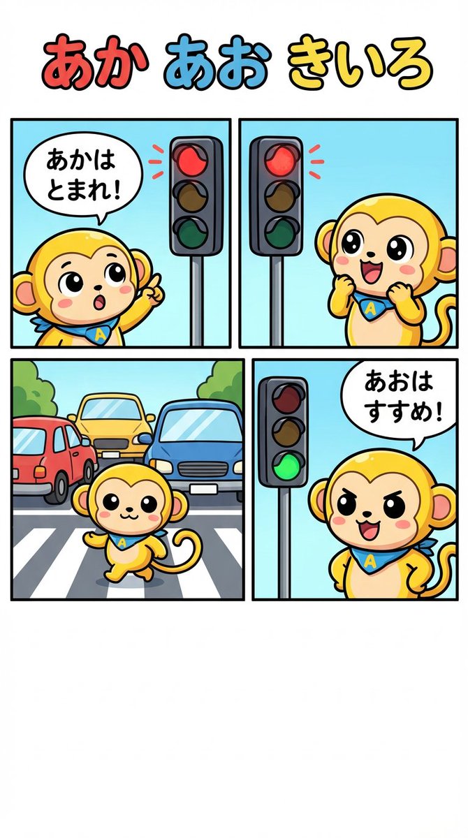 Four-Panel Comic: Red, Blue, Yellow Theme AI image template preview