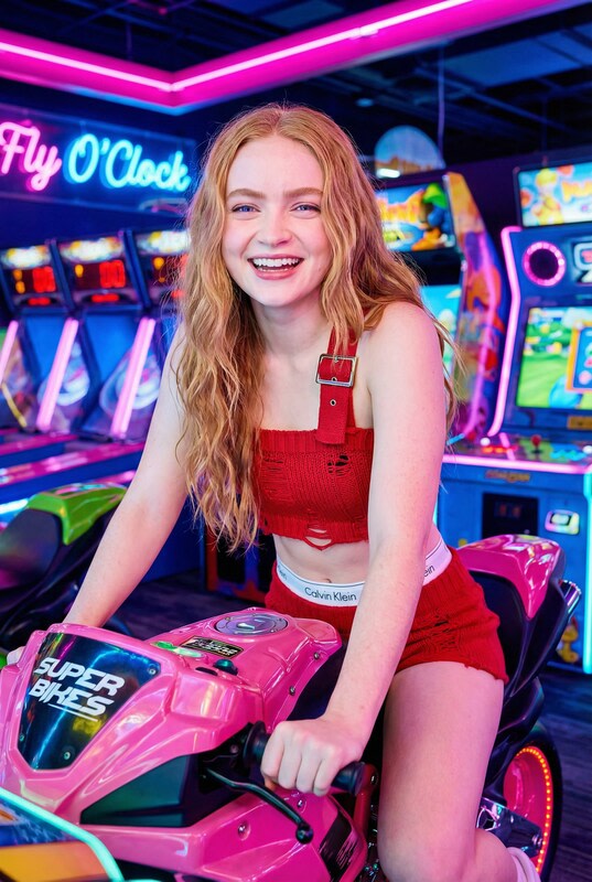 Vibrant Arcade Portrait Prompt AI image template preview