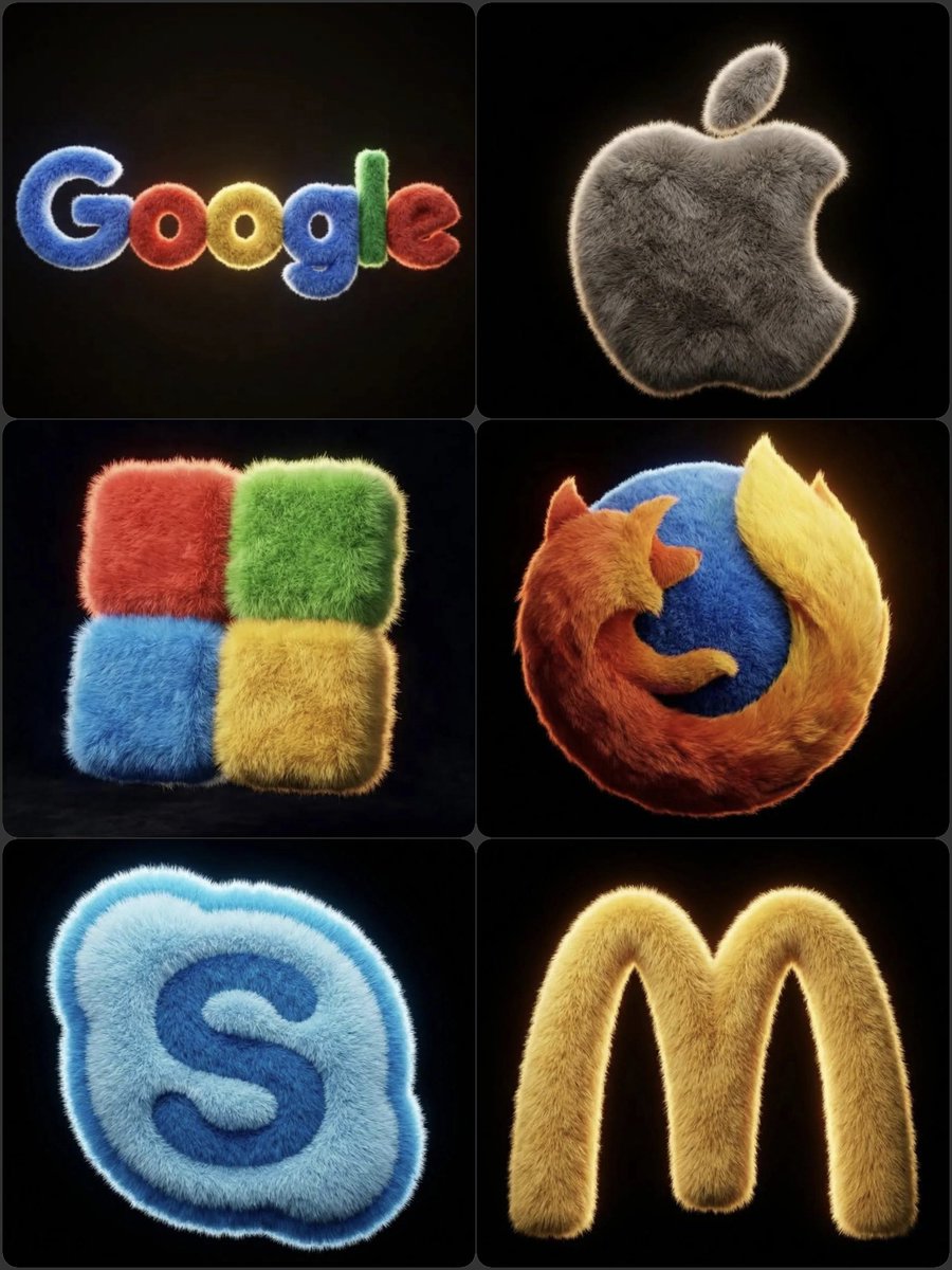 Hyper-realistic 3D fluffy logo transformation AI image template preview
