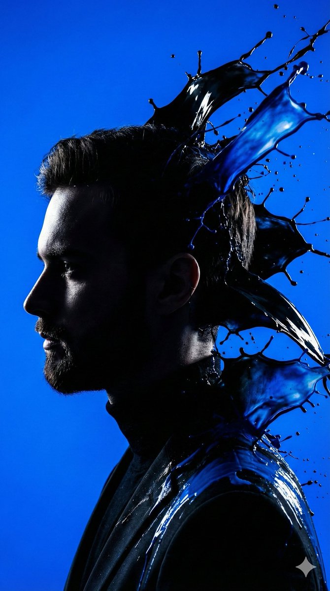 High-Contrast Silhouette with Paint Splashes Prompt AI image template preview