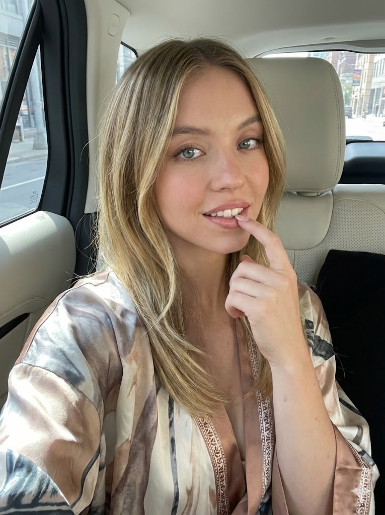 Sydney Sweeney Car Selfie Prompt AI image template preview