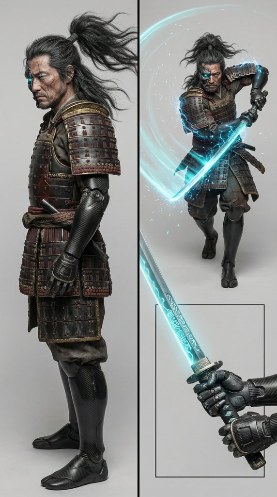 Character Design Prompt for Futuristic Samurai Warrior AI image template preview