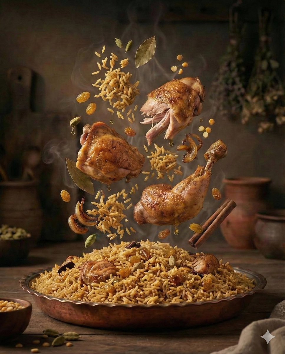 Cinematic Exploded-View Middle Eastern Food Scene AI image template preview
