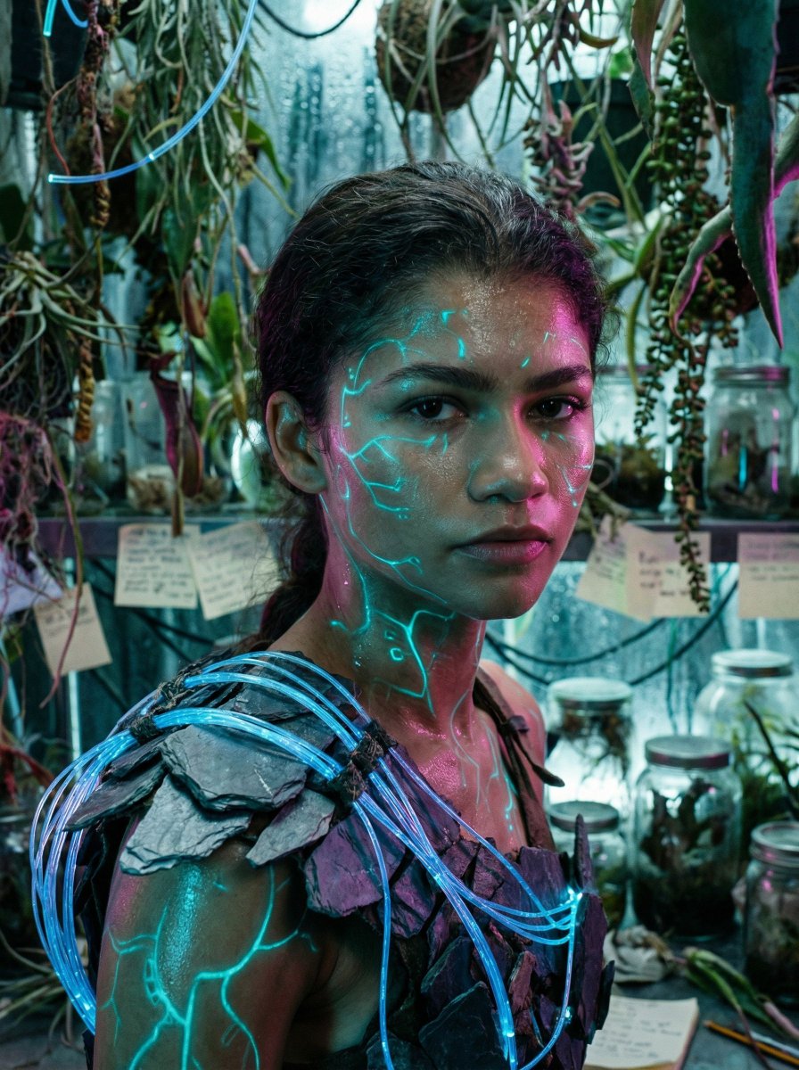 Bioluminescent Archivist Sci-Fi Portrait Prompt AI image template preview