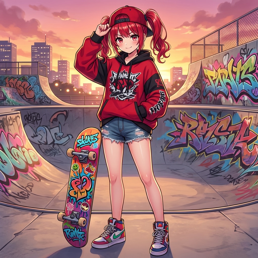 Transforming into a Skater Girl AI image template preview