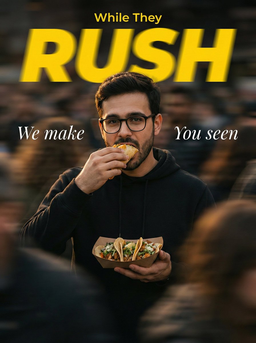 Commercial Photography Prompt: Still Subject in Motion Blur AI image template preview