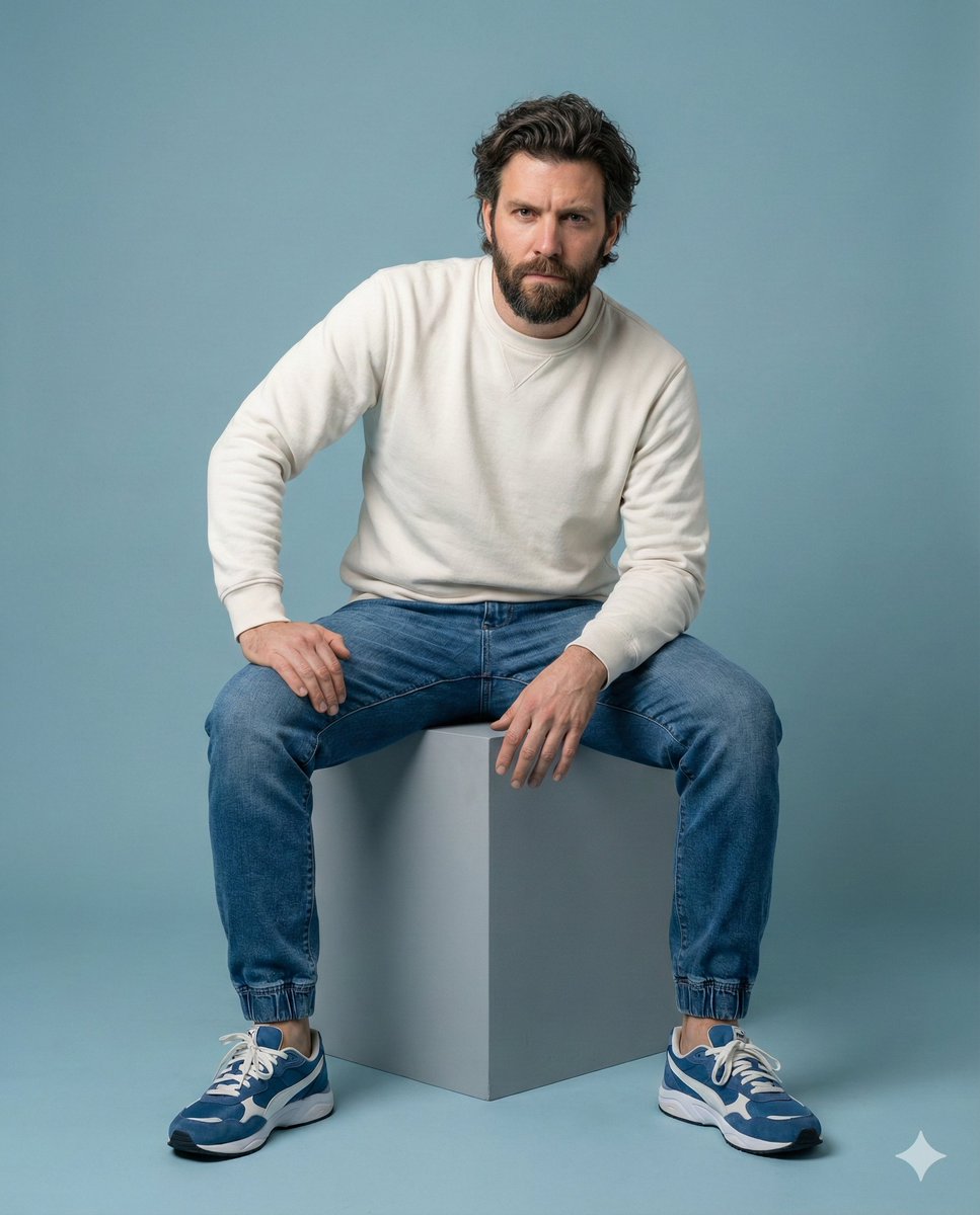 Minimalist Studio Portrait of a Man AI image template preview