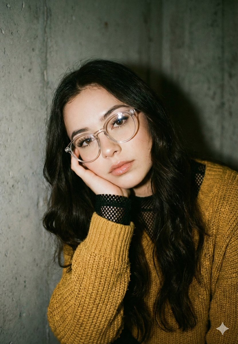 Mustard Sweater Aesthetic Portrait Prompt AI image template preview