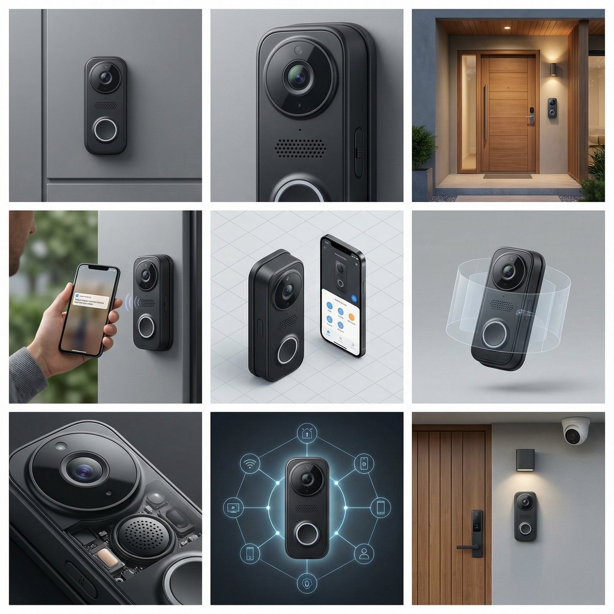 Smart Doorbell Product Visualization Collage Prompt AI image template preview