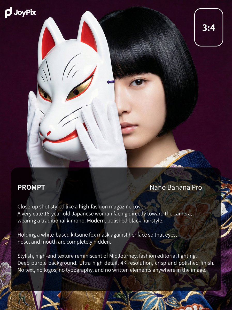 Japanese Style White Fox Goddess for JoyPix Brand AI image template preview