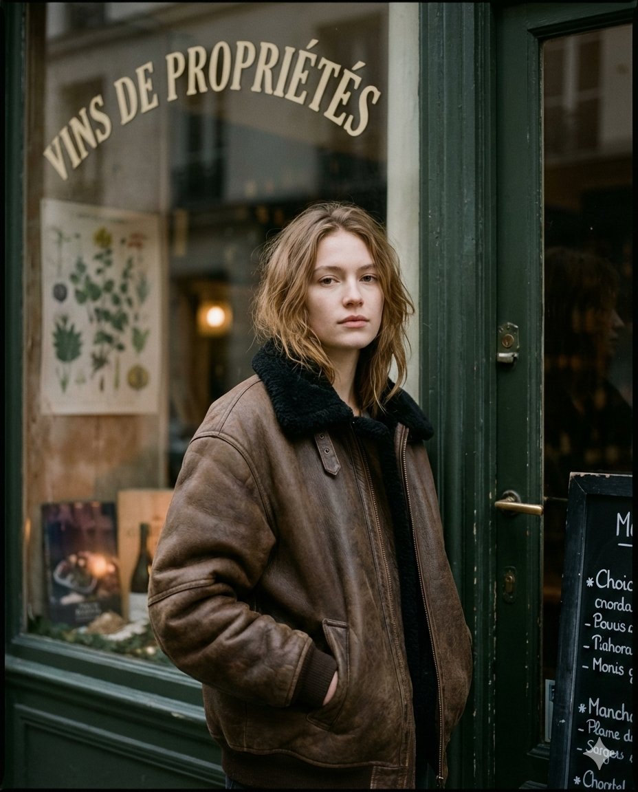Moody Paris Street Editorial Portrait AI image template preview