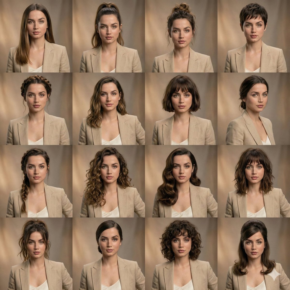 Editorial Beauty Collage for Hairstyle Variations AI image template preview