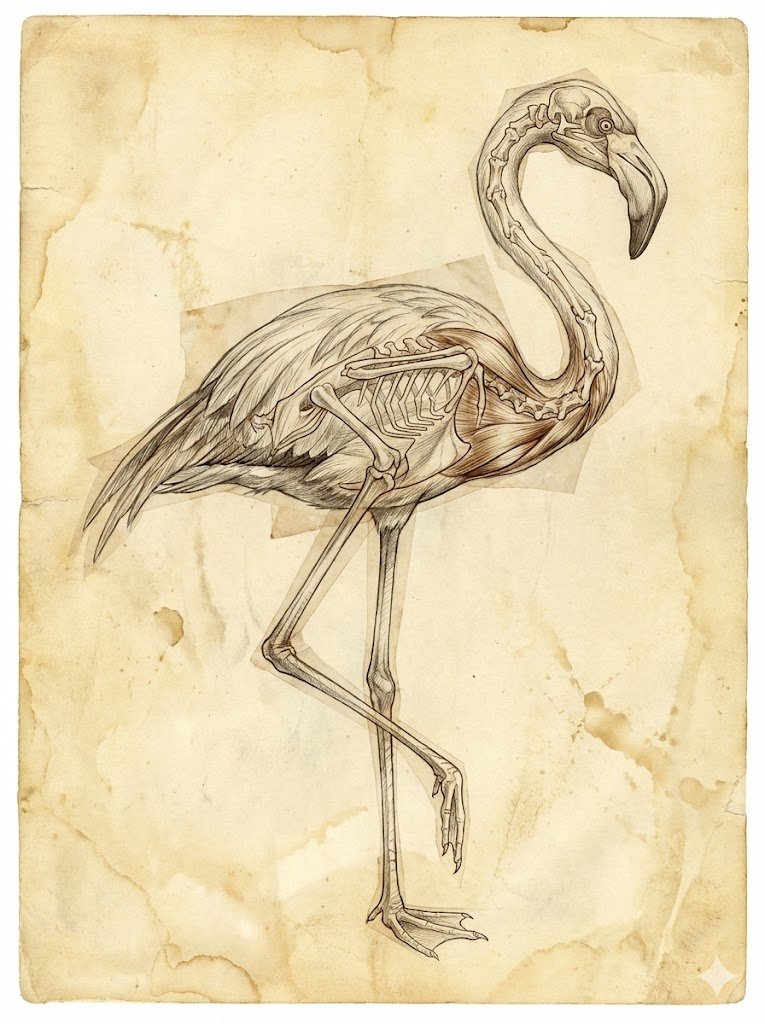 Renaissance Anatomical Study of a Flamingo AI image template preview