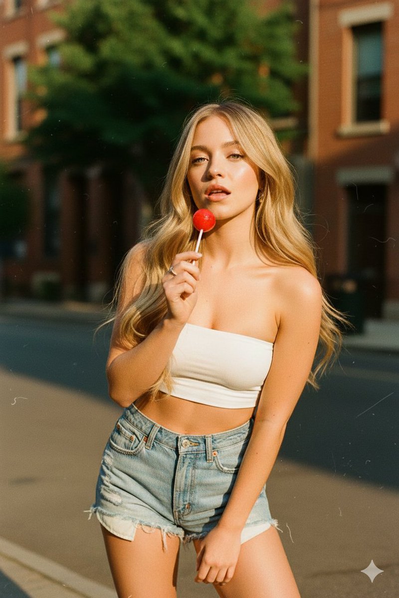 Sydney Sweeney Vintage Film Portrait Prompt AI image template preview