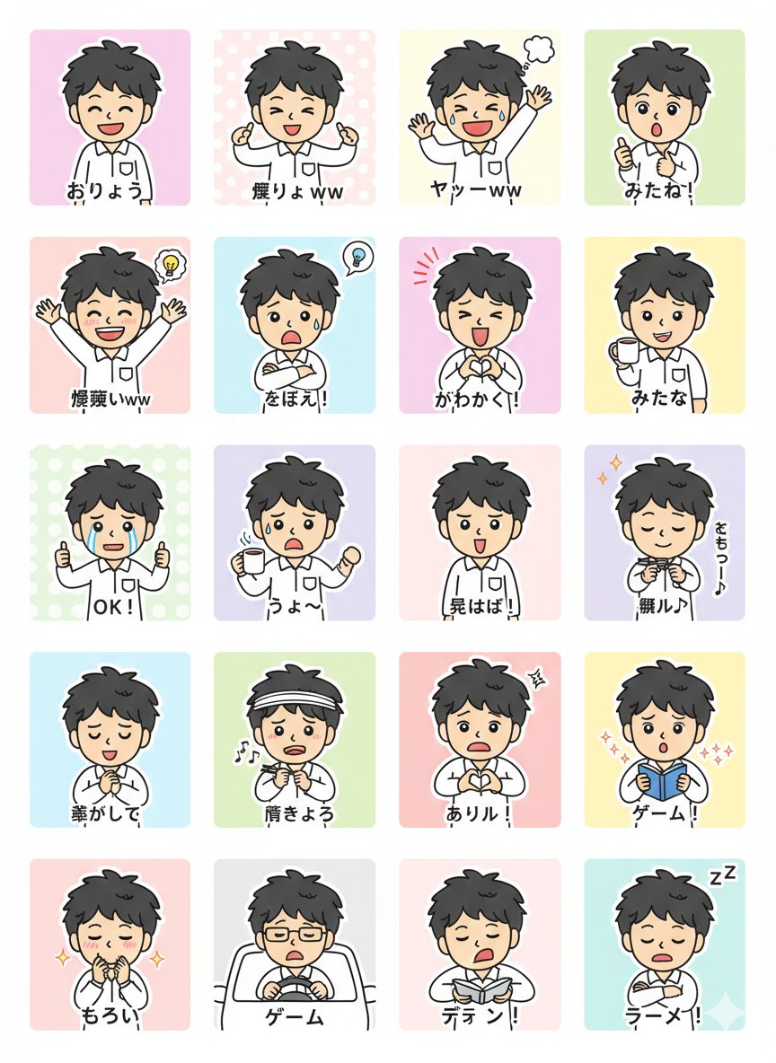 LINE Sticker Generation Prompt AI image template preview