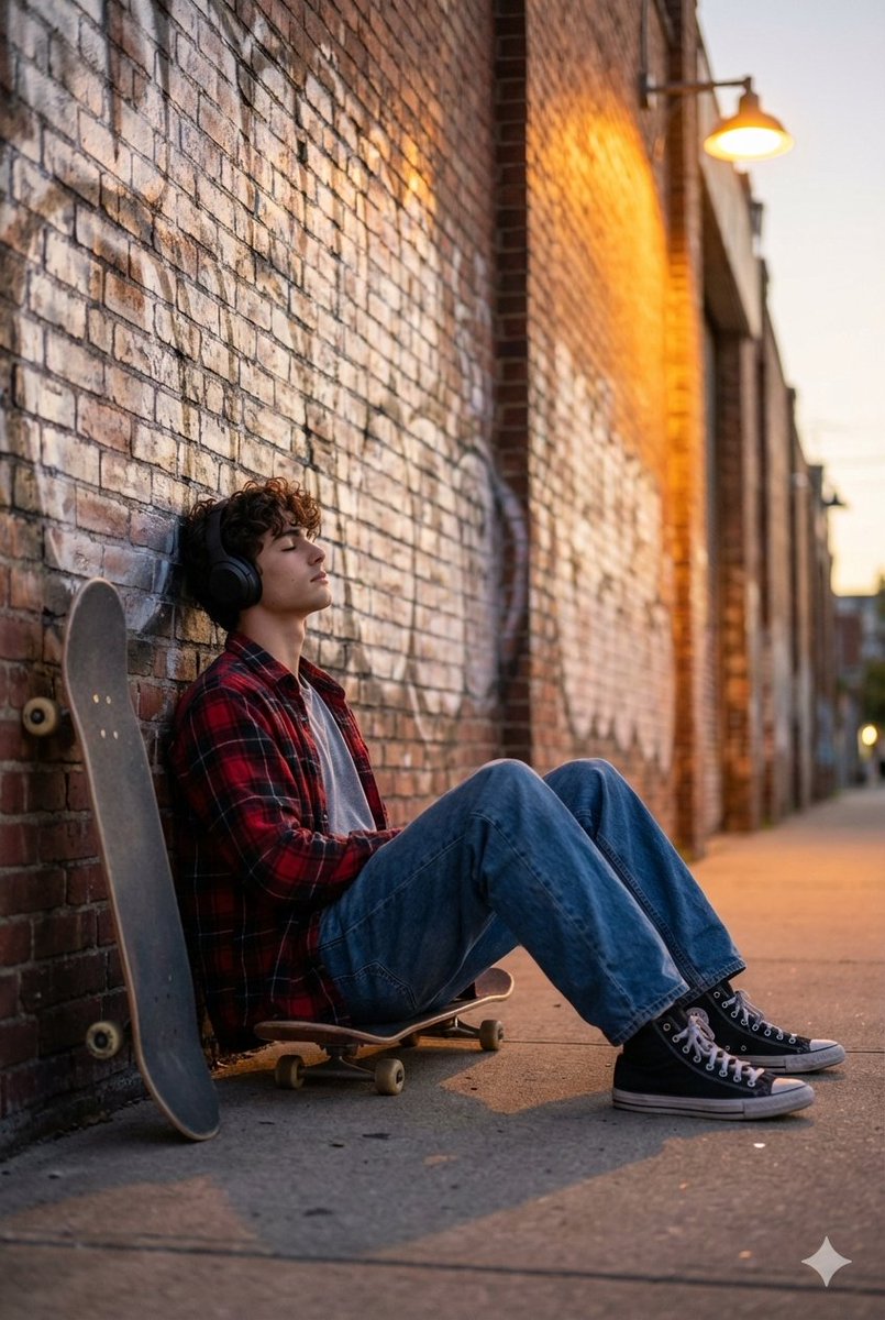 Cinematic Skateboarder Portrait Prompt at Golden Hour example 2