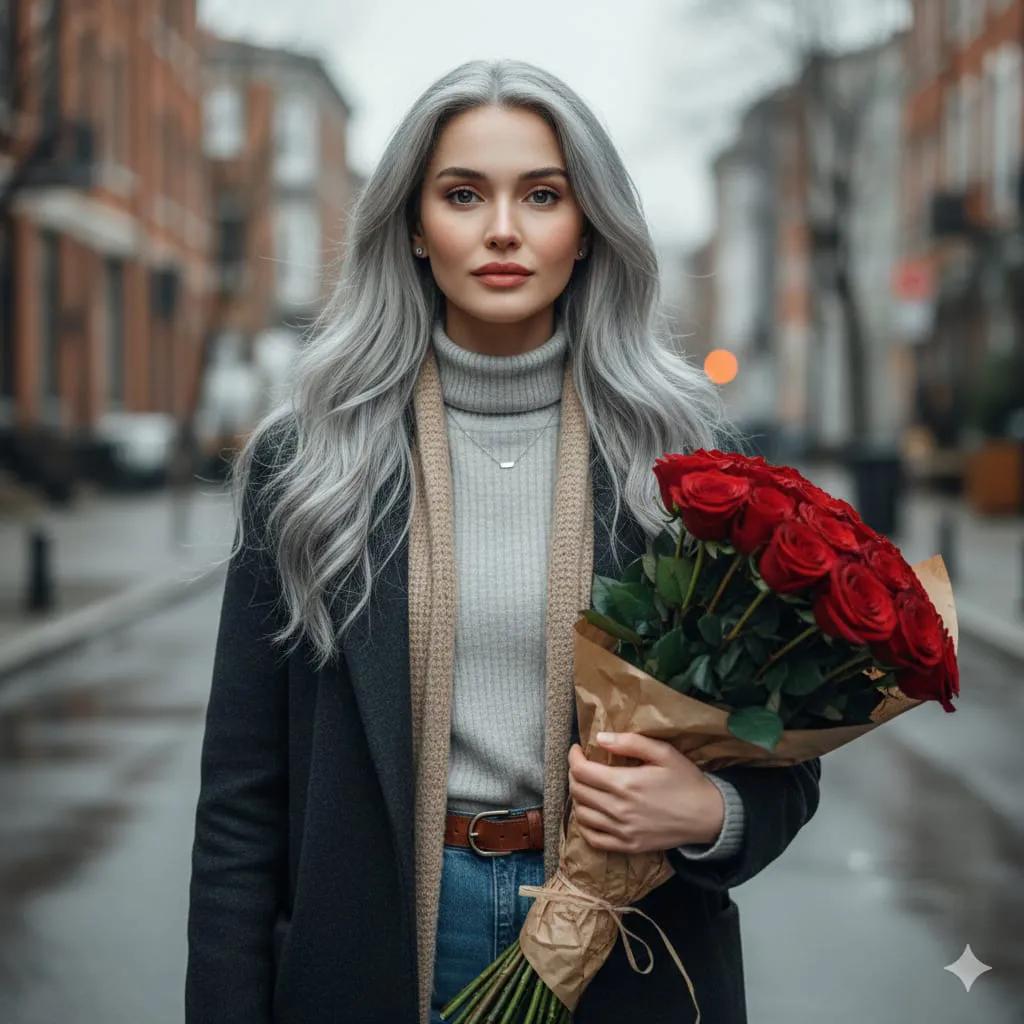 Cinematic European Street Portrait Prompt AI image template preview
