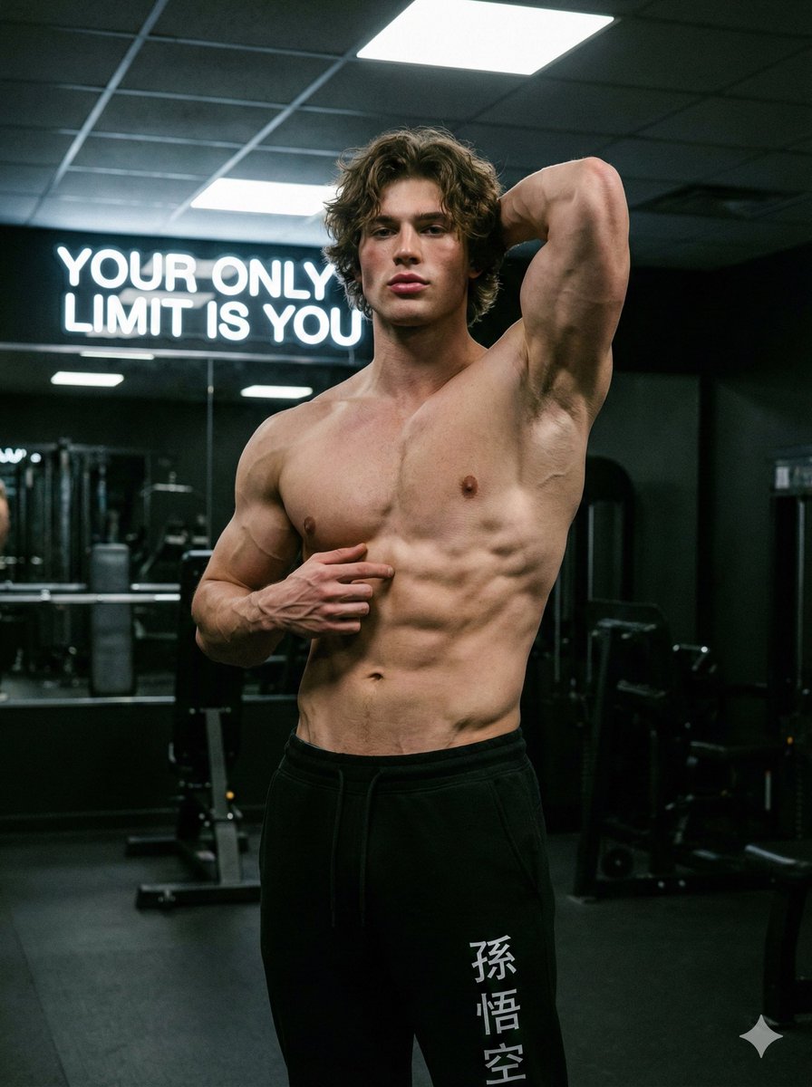 Fitness Studio Man Pose Prompt AI image template preview