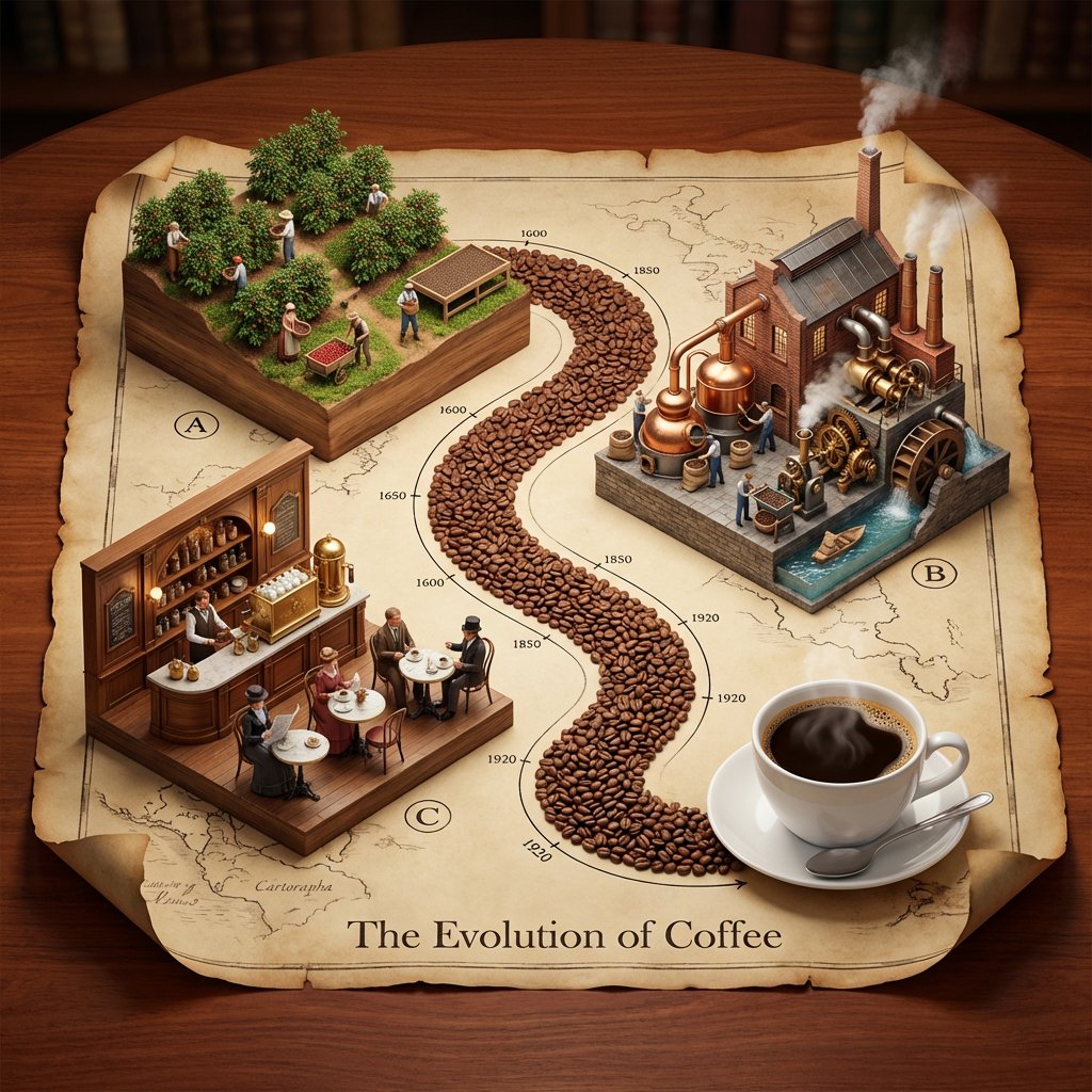 Isometric 3D Diorama of Product Evolution Prompt AI image template preview