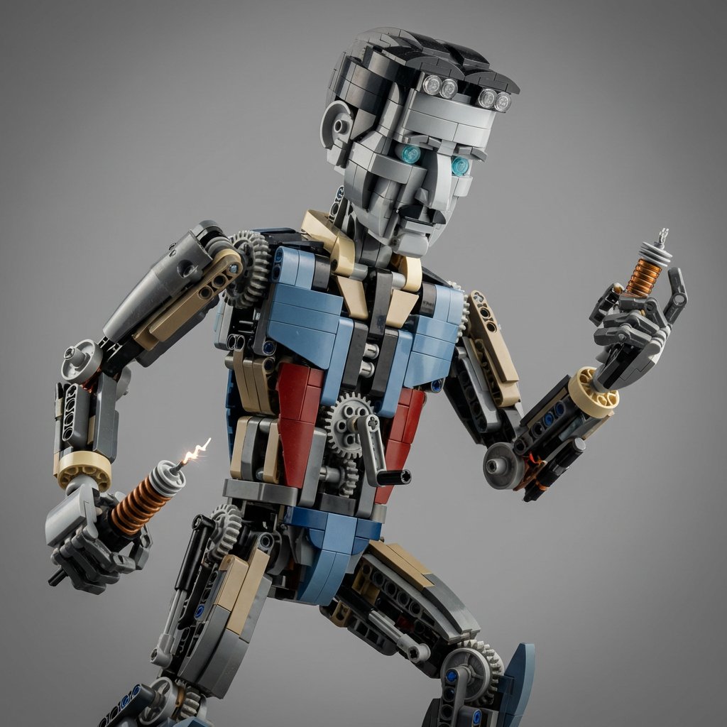 Hyper-Real Macro Studio Shot of a LEGO Technic Kitbash AI image template preview
