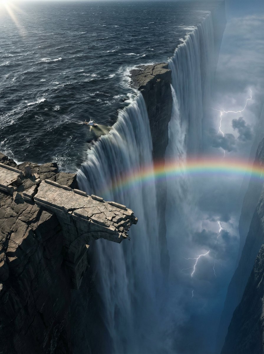 Ultra-Widescreen Tectonic Rift and World's End Scene Prompt in JSON AI image template preview