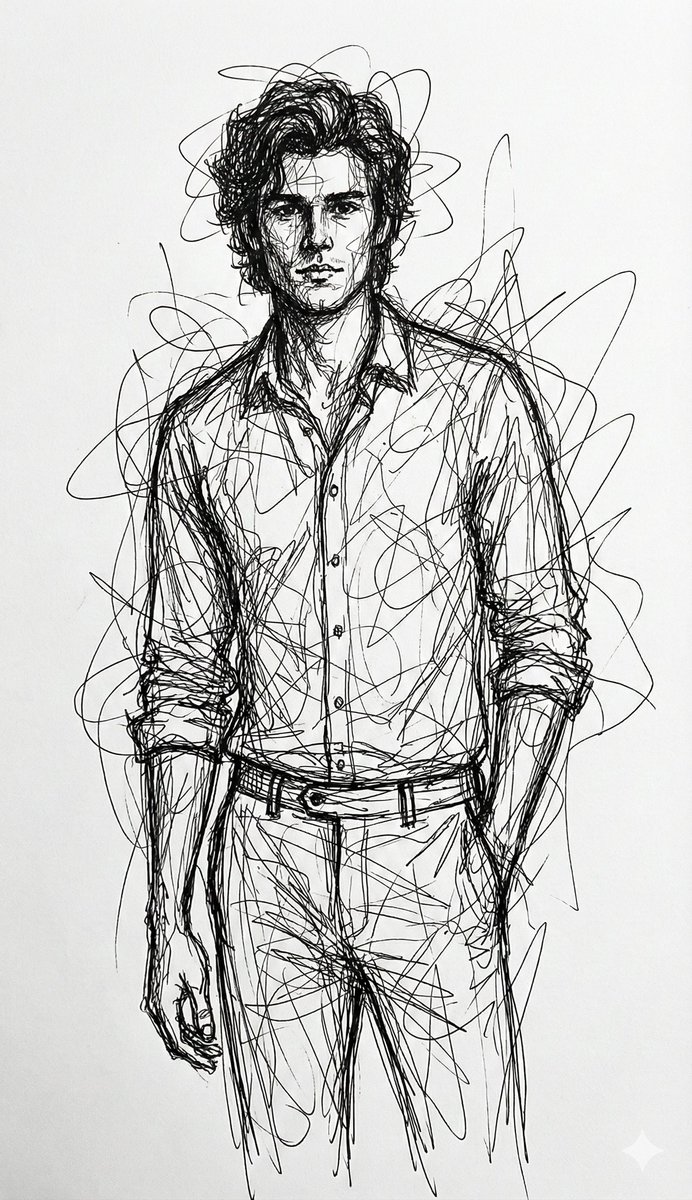Abstract Chaotic Scribble Art Prompt AI image template preview