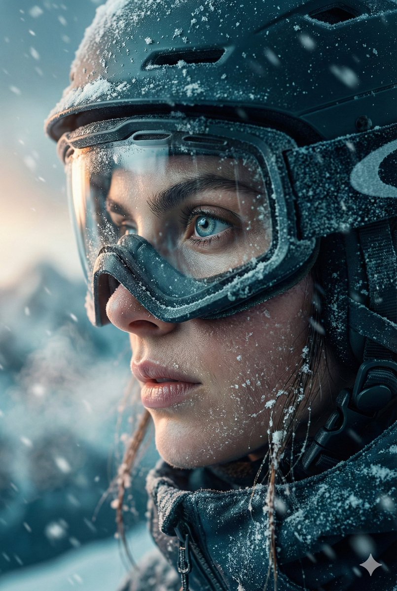 Cinematic Close-up Portrait Prompt of Winter Sports Athlete AI image template preview