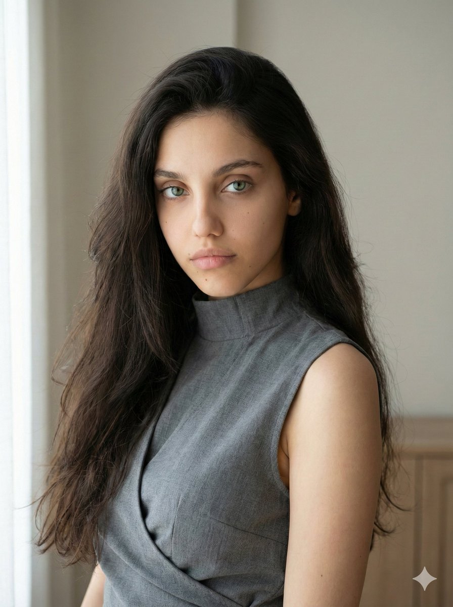 Minimalist Fashion Portrait with Sculptural Bodice AI image template preview