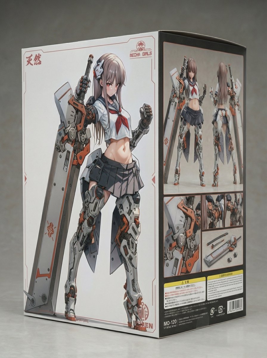 Figure/Model Kit Packaging Prompts for Armored Mecha Girl example 3