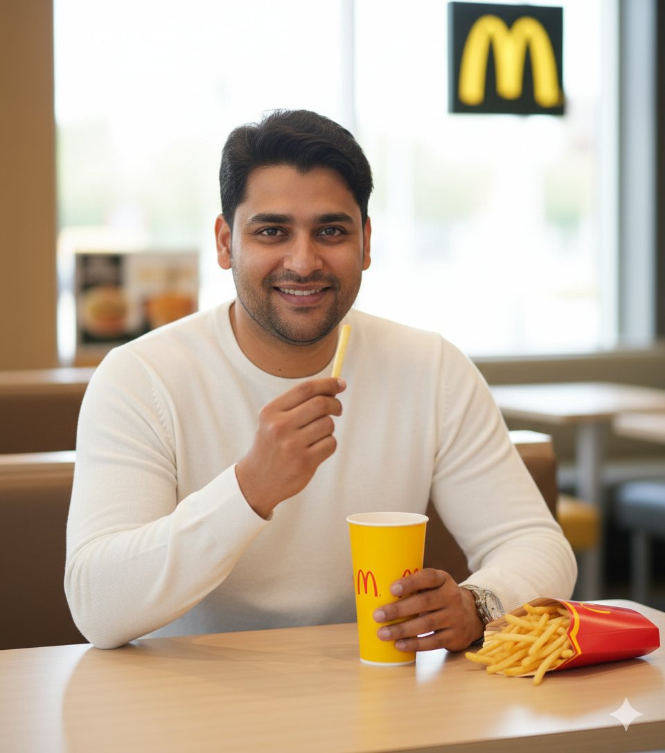 Ultra-Realistic McDonald's Lifestyle Portrait (Two Scenes) AI image template preview