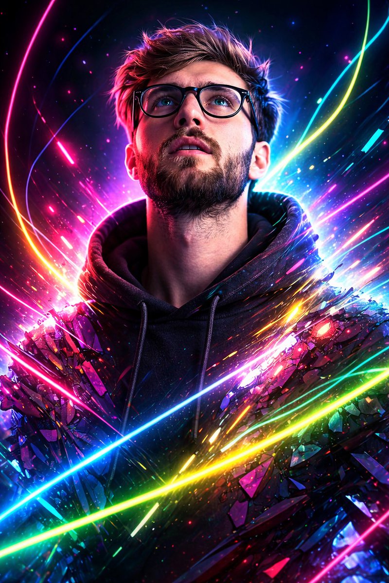 Synthwave Neon Digital Portrait Prompt AI image template preview