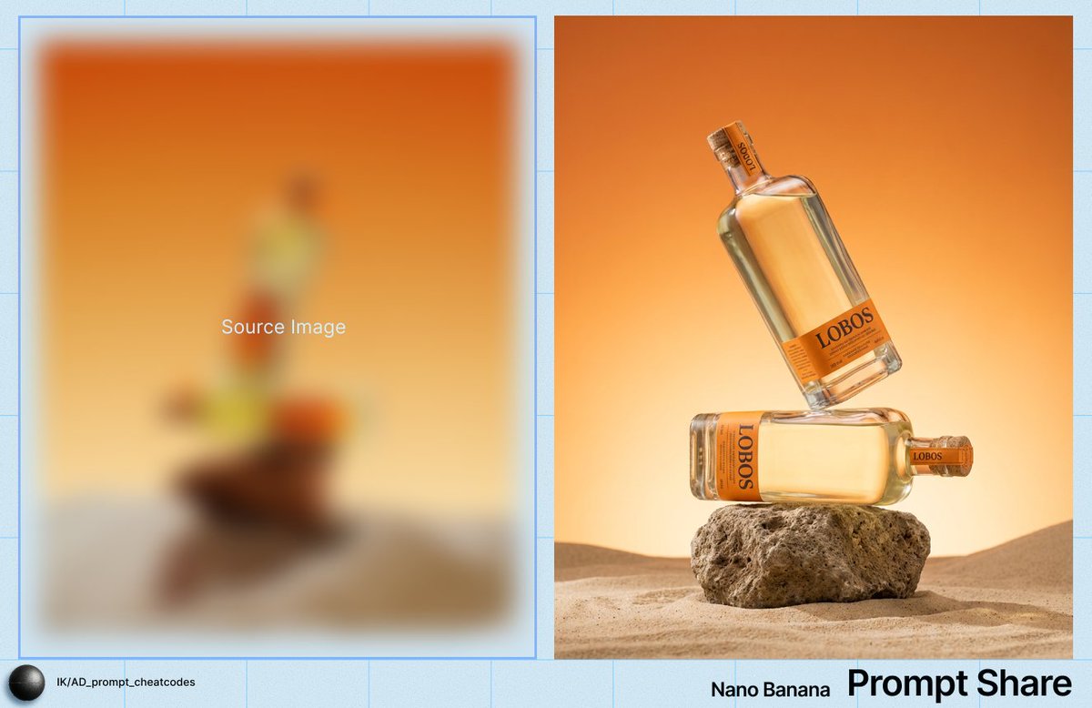 Product Photography Prompt for Lobos Tequila Bottles AI image template preview