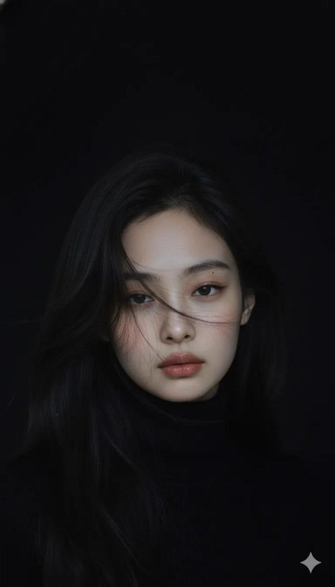 Moody Cinematic Portrait in Black Turtleneck AI image template preview