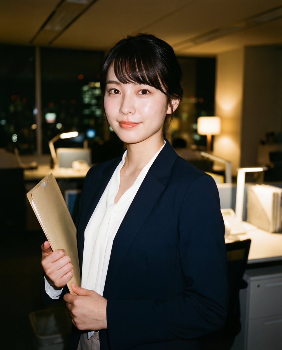 Photo-realistic Candid Portrait of a Japanese Office Lady (OL) AI image template preview