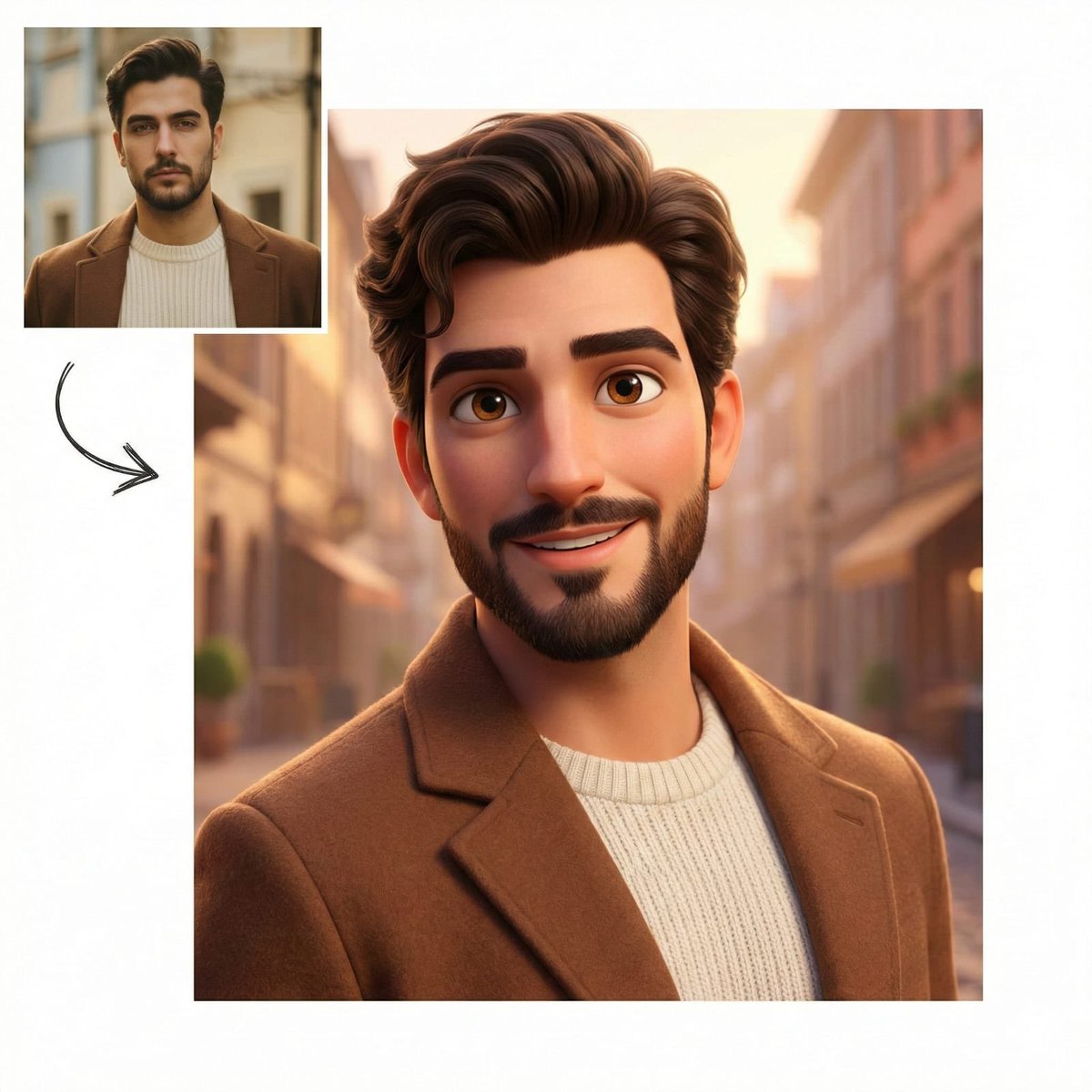 Pixar-Style Character Comparison Prompt AI image template preview
