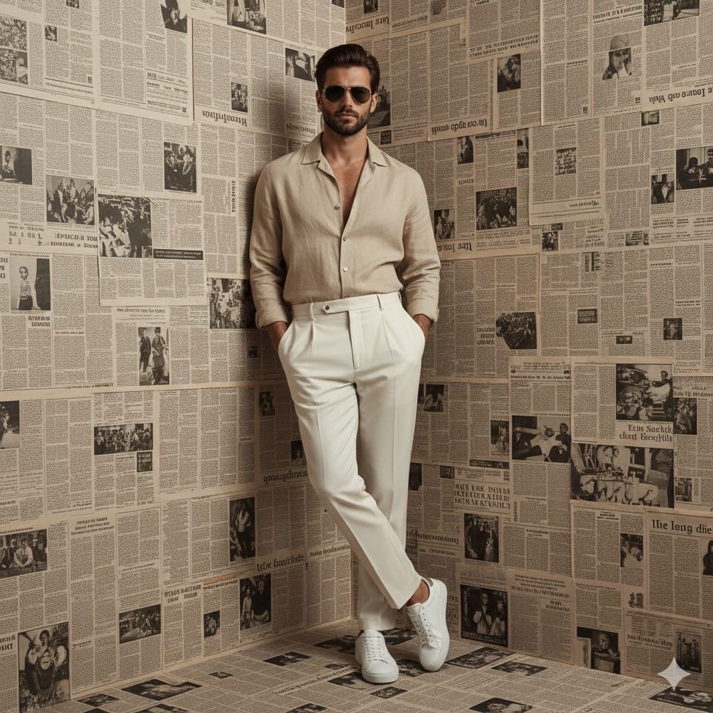 Cinematic Men's Fashion Portrait Prompt AI image template preview