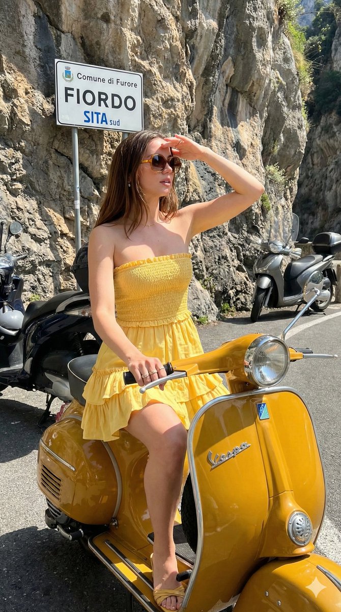 Ana de Armas on the Amalfi Coast Image Prompt AI image template preview