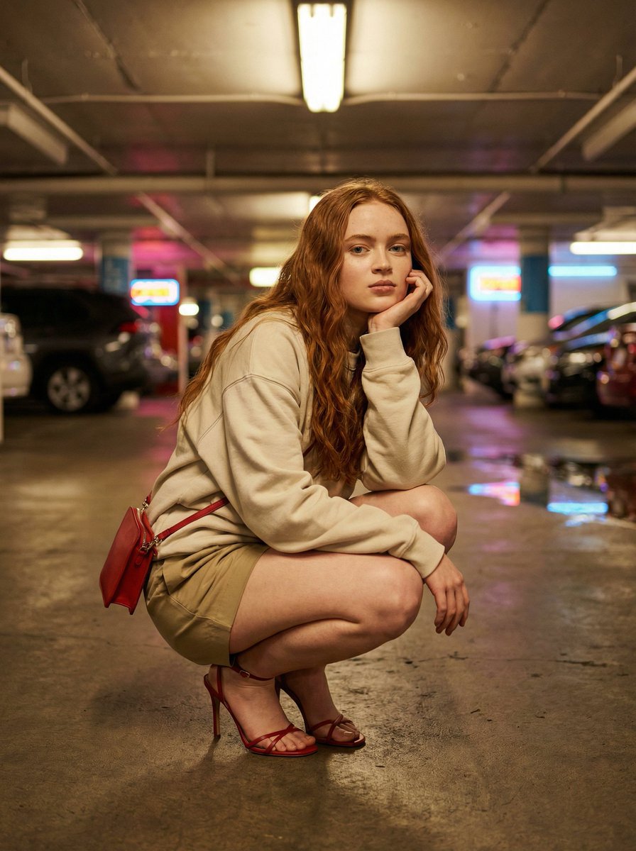 Cinematic Fashion Portrait in Underground Parking example 7
