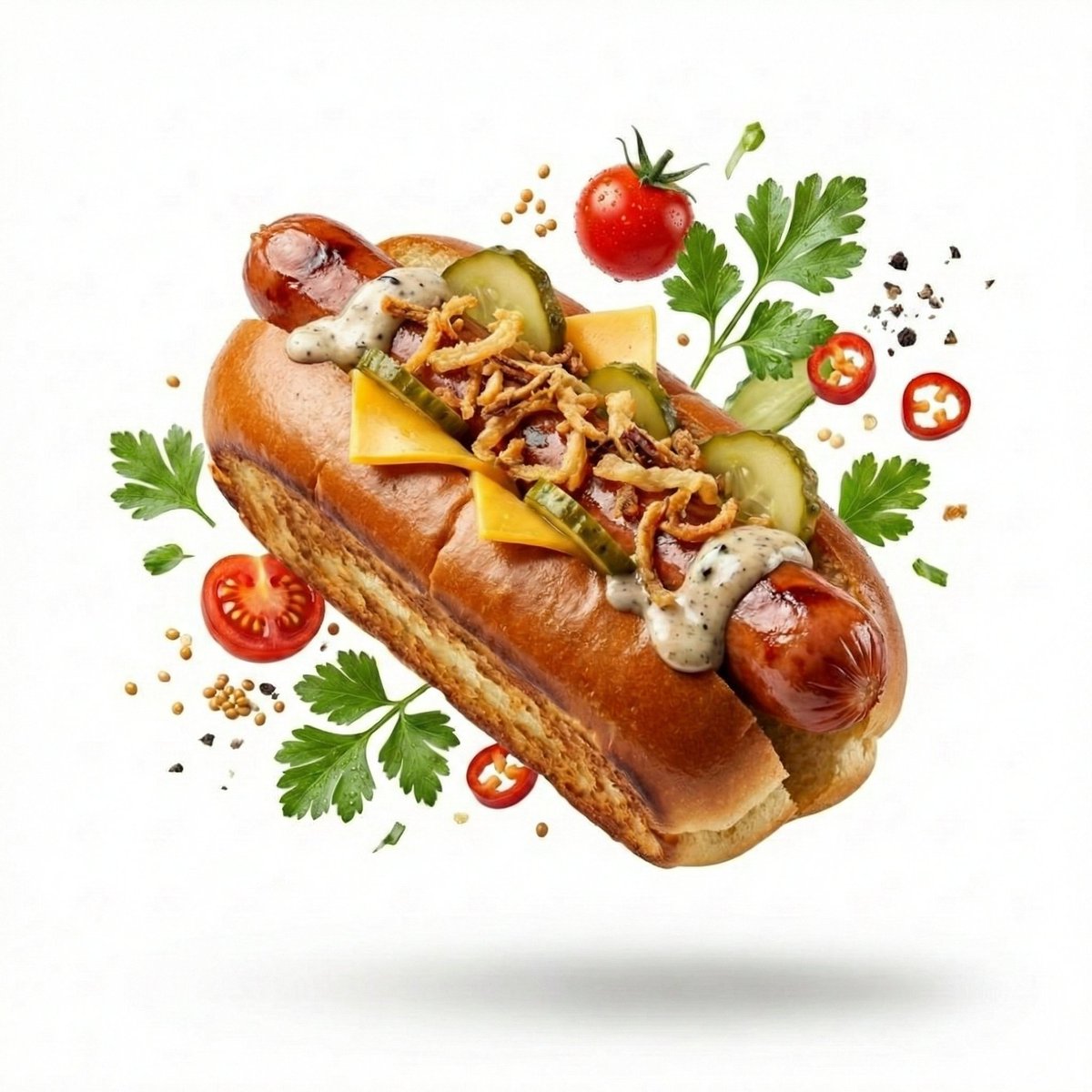 High-End Commercial Food Levitation Photography Prompt AI image template preview