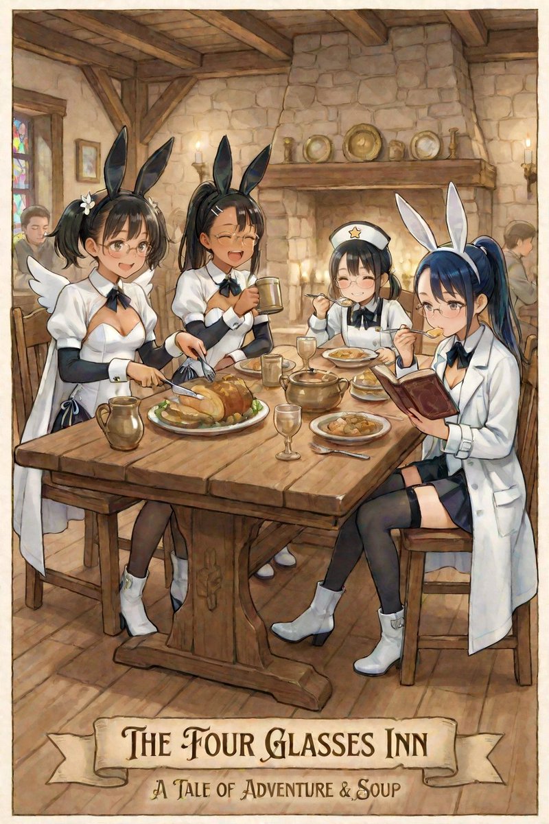 AI Illustration of a Girl at an Inn AI image template preview