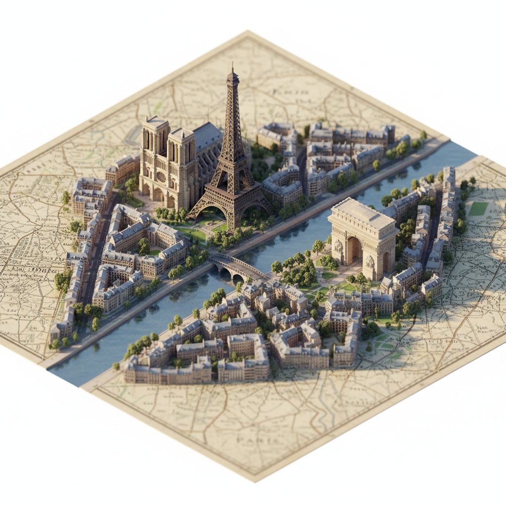 Photorealistic Diorama Isometric Map Prompt AI image template preview