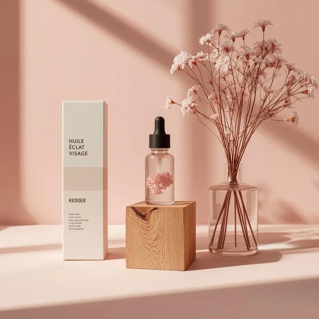 Minimalist Skincare Product Studio Photography Prompt AI image template preview