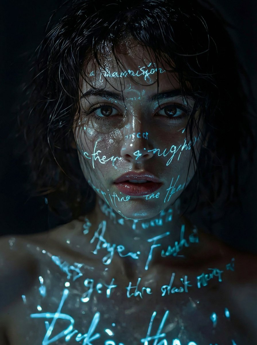 Cyber-Poetic Futuristic Noir Portrait AI image template preview