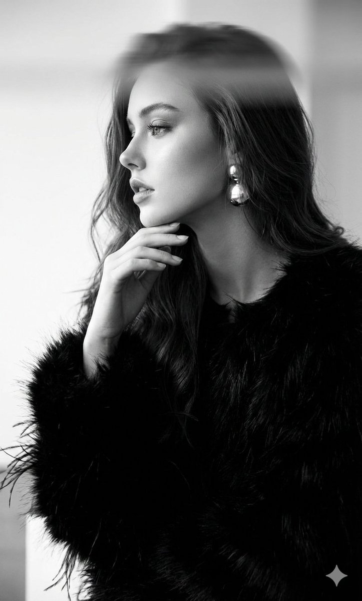 Black-and-White Surreal Editorial Portrait AI image template preview