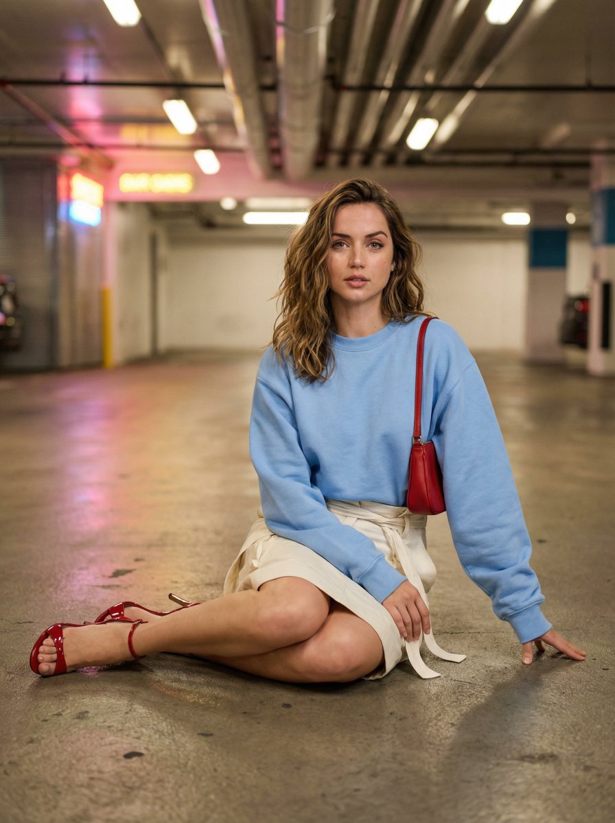 Cinematic Fashion Portrait in Underground Parking example 2