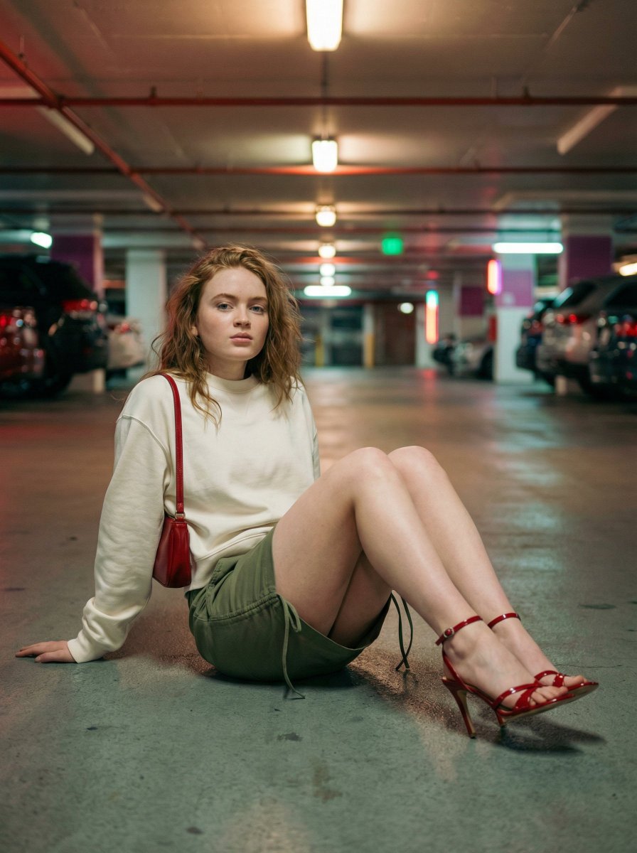 Cinematic Fashion Portrait in Underground Parking example 4