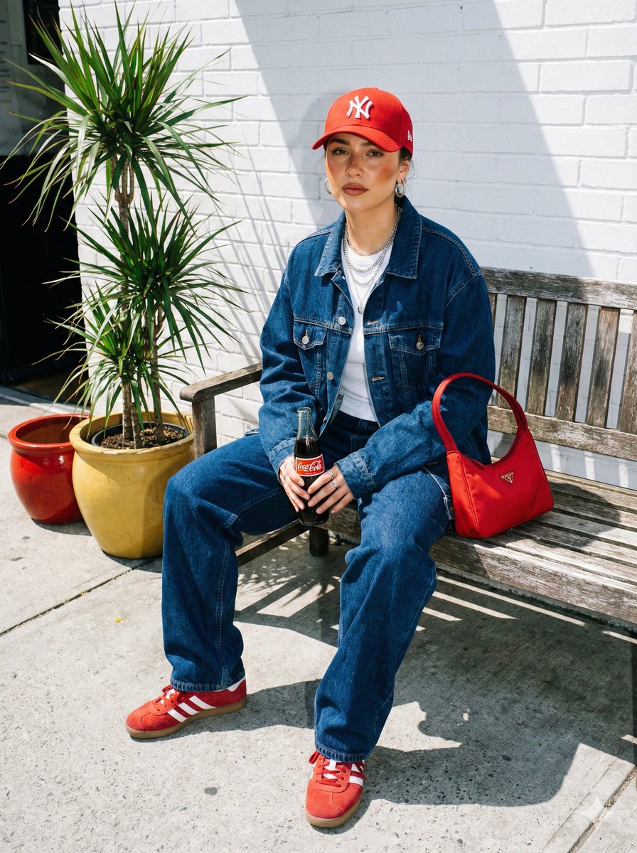 Urban Street Fashion Portrait with Vintage Accents AI image template preview